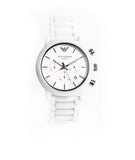 Emporio Armani Luigi Chronograph Ceramic White Dial White Ceramic Strap Watch For Men - AR1499 Authentic Buy Shop Now