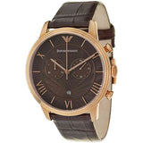 Emporio Armani Classic Large Chronograph Brown Dial Brown Leather Strap Watch for Men - AR1616 Authentic Buy Shop Now