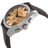 Emporio Armani Valente Chronograph Amber Dial Brown Leather Strap Watch For Men - AR1634 Authentic Buy Shop Now