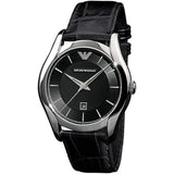 Emporio Armani Valente Black Dial Black Leather Strap Watch For Men - AR0643 Authentic Buy Shop Now