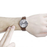 Emporio Armani Gianni Silver Dial Brown Leather Strap Watch for Men - AR1675 Authentic Buy Shop Now