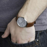 Emporio Armani Gianni Silver Dial Brown Leather Strap Watch for Men - AR1675 Authentic Buy Shop Now