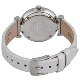 Emporio Armani Gianni T-Bar Silver Dial White Leather Strap Watch for Women - AR1680 Authentic Buy Shop Now