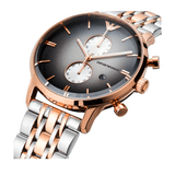 Emporio Armani Gianni Chronograph Grey Dial Two Tone Steel Strap Watch For Men - AR1721 Authentic Buy Shop Now