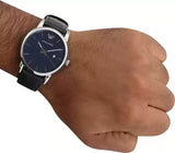 Emporio Armani Classic Quartz Blue Dial Black Leather Strap Watch For Men - AR1731 Authentic Buy Shop Now