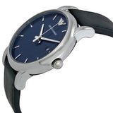 Emporio Armani Classic Quartz Blue Dial Black Leather Strap Watch For Men - AR1731 Authentic Buy Shop Now