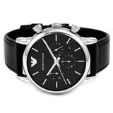 Emporio Armani Classic Chronograph Black Dial Black Leather Strap Watch For Men - AR1733 Authentic Buy Shop Now