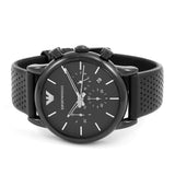 Emporio Armani Luigi Chronograph Black Dial Black Leather Strap Watch For Men - AR1737 Authentic Buy Shop Now