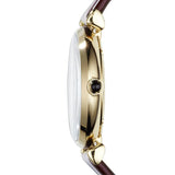 Emporio Armani Gianni T Bar Burgundy Dial Burgundy Leather Strap Watch For Women - AR1757 Authentic Buy Shop Now