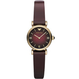 Emporio Armani Gianni T Bar Burgundy Dial Burgundy Leather Strap Watch For Women - AR1758 Authentic Buy Shop Now
