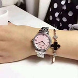 Emporio Armani Classic Gianni T Bar Crystals Pink Dial Silver Steel Strap Watch For Women - AR1781 Authentic Buy Shop Now