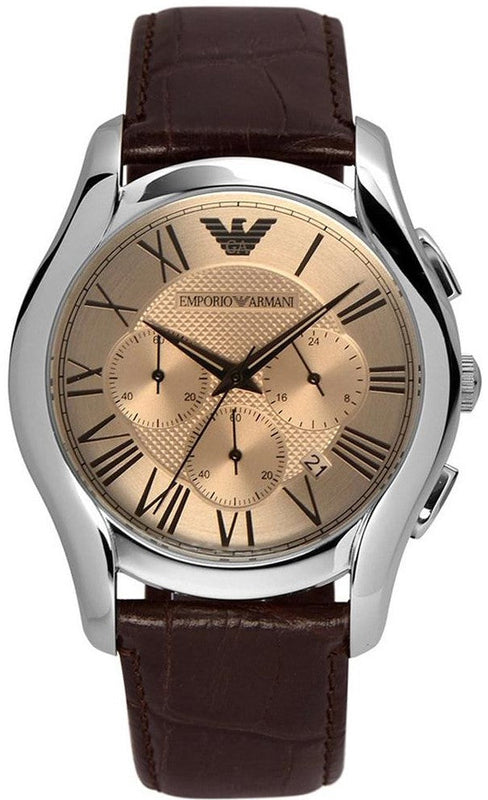 Emporio Armani Valente Chronograph Brown Dial Brown Leather Strap Watch For Men - AR1785 Authentic Buy Shop Now