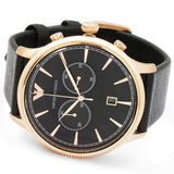Emporio Armani Alpha Large Chronograph Black Dial Black Leather Strap Watch for Men - AR1792 Authentic Buy Shop Now