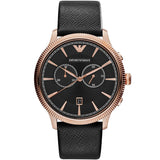 Emporio Armani Alpha Large Chronograph Black Dial Black Leather Strap Watch for Men - AR1792 Authentic Buy Shop Now