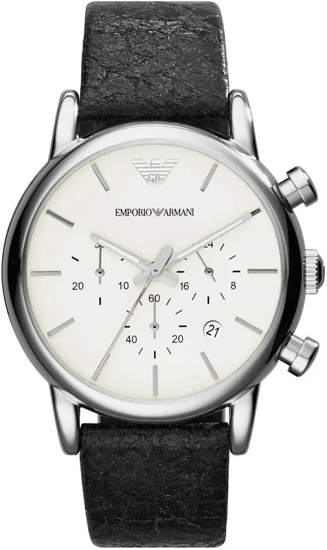 Emporio Armani Luigi Chronograph White Dial Black Leather Strap Watch for Men - AR1810 Authentic Buy Shop Now