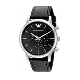 Emporio Armani Luigi Chronograph Black Dial Black Leather Watch For Men - AR1828 Authentic Buy Shop Now