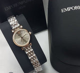 Emporio Armani Gianni T Bar Grey Dial Two Tone Steel Strap Watch For Women - AR1841 Authentic Buy Shop Now