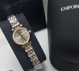 Emporio Armani Gianni T Bar Grey Dial Two Tone Steel Strap Watch For Women - AR1841 Authentic Buy Shop Now