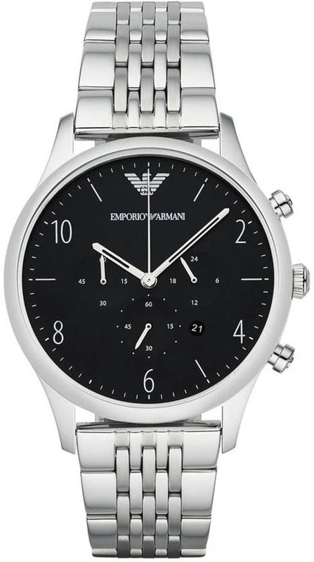 Emporio Armani Beta Chronograph Black Dial Steel Strap Watch For Men - AR1863 Authentic Buy Shop Now