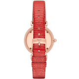 Emporio Armani Gianni T Bar Silver Dial Red Leather Strap Watch For Women - AR1876 Authentic Buy Shop Now