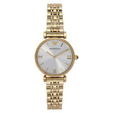 Emporio Armani Gianni T Bar Silver Dial Gold Stainless Steel Strap Watch For Women - AR1877 Authentic Buy Shop Now