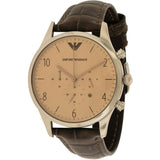 Emporio Armani Classic Chronograph Cream Dial Brown Leather Strap Watch For Men - AR1878 Authentic Buy Shop Now