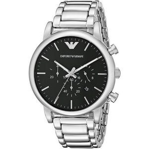 Emporio Armani Luigi Black Dial Silver Steel Strap Watch For Men - AR1894 Authentic Buy Shop Now