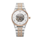 Emporio Armani Meccanico White Dial Two Tone Steel Strap Watch For Men - AR1921 Authentic Buy Shop Now