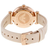 Emporio Armani Gianni T Bar Quartz White Dial Beige Leather Strap Watch For Women - AR1927 Authentic Buy Shop Now