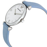 Emporio Armani Gianni T-Bar White Dial Blue Leather Strap Watch for Women - AR1928 Authentic Buy Shop Now
