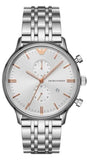 Emporio Armani Chonograph SIlver Dial Silver Steel Strap Watch For Men - AR1933 Authentic Buy Shop Now