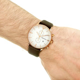 Emporio Armani Retro Quartz White Dial Brown Leather Strap Watch For Men - AR1936 Authentic Buy Shop Now