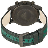 Emporio Armani Luigi XLarge Chronograph Green Dial Green Fabric Strap Watch for Men - AR1950 Authentic Buy Shop Now