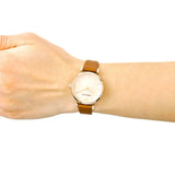 Emporio Armani Gianni T Bar Quartz Pink Mother of Pearl Dial Brown Leather Strap Watch For Women - AR1960 Authentic Buy Shop Now
