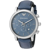 Emporio Armani Luigi XLarge Chronograph Blue Dial Blue Leather Strap Watch for Men - AR1969 Authentic Buy Shop Now