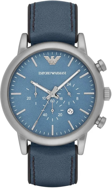 Emporio Armani Luigi XLarge Chronograph Blue Dial Blue Leather Strap Watch for Men - AR1969 Authentic Buy Shop Now
