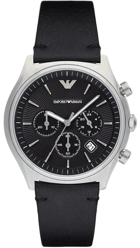 Emporio Armani Zeta Chronograph Black Dial Black Leather Strap Watch for Men - AR1975 Authentic Buy Shop Now
