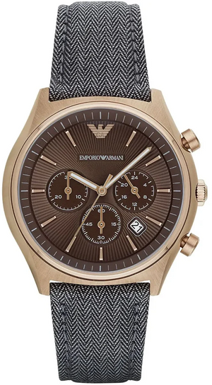 Emporio Armani Zeta Chronograph Brown Dial Gray Fabric Strap Watch for Men - AR1976 Authentic Buy Shop Now