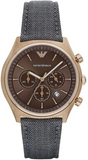 Emporio Armani Zeta Chronograph Brown Dial Gray Fabric Strap Watch for Men - AR1976 Authentic Buy Shop Now