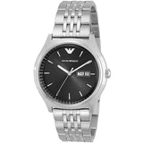 Emporio Armani Zeta Black Dial Silver Steel Strap Watch for Men - AR1977 Authentic Buy Shop Now