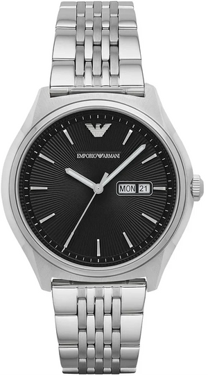 Emporio Armani Zeta Black Dial Silver Steel Strap Watch for Men - AR1977 Authentic Buy Shop Now