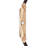 Emporio Armani Gianni T-Bar Silver Dial Brown Leather Strap Watch for Women - AR1990 Authentic Buy Shop Now