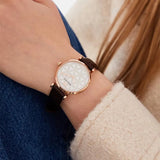 Emporio Armani Gianni T-Bar Silver Dial Brown Leather Strap Watch for Women - AR1990 Authentic Buy Shop Now