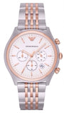 Emporio Armani Zeta Chronograph Quartz White Dial Two Tone Steel Strap Watch For Men - AR1998 Authentic Buy Shop Now