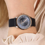 Emporio Armani Alpha XSmall Blue Dial Blue Leather Strap Watch for Women - AR2066 Authentic Buy Shop Now