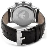 Emporio Armani Renato Chronograph Silver Dial Black Leather Strap Watch for Men - AR2436 Authentic Buy Shop Now