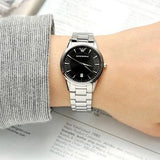 Emporio Armani Classic Quartz Black Dial Silver Steel Strap Watch For Women - AR2441 Authentic Buy Shop Now