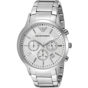 Emporio Armani Renato Chronograph White Dial Silver Steel Strap Watch for Women - AR2459 Authentic Buy Shop Now
