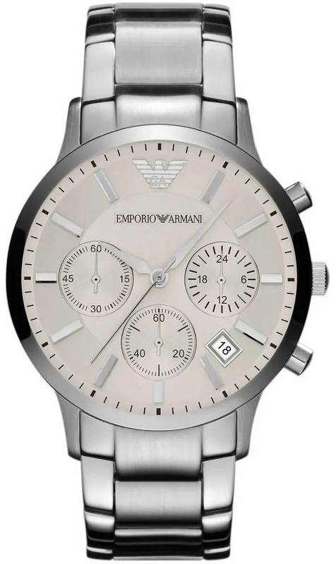 Emporio Armani Renato Chronograph White Dial Silver Steel Strap Watch for Women - AR2459 Authentic Buy Shop Now