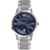 Emporio Armani Renato Blue Dial Silver Steel Strap Watch For Men - AR2477 Authentic Buy Shop Now